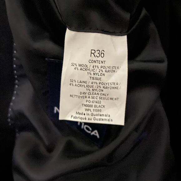 Nautica Overcoat Double-Breasted Men's 36 Regular Wool Blend Lined Black NEW - Picture 8 of 10